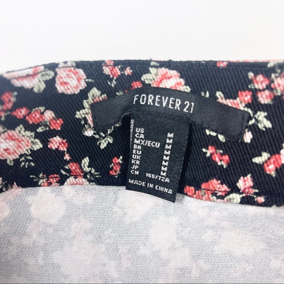 New Rose Floral Denim Zip Up Mini Skirt - Picture 3 of 7